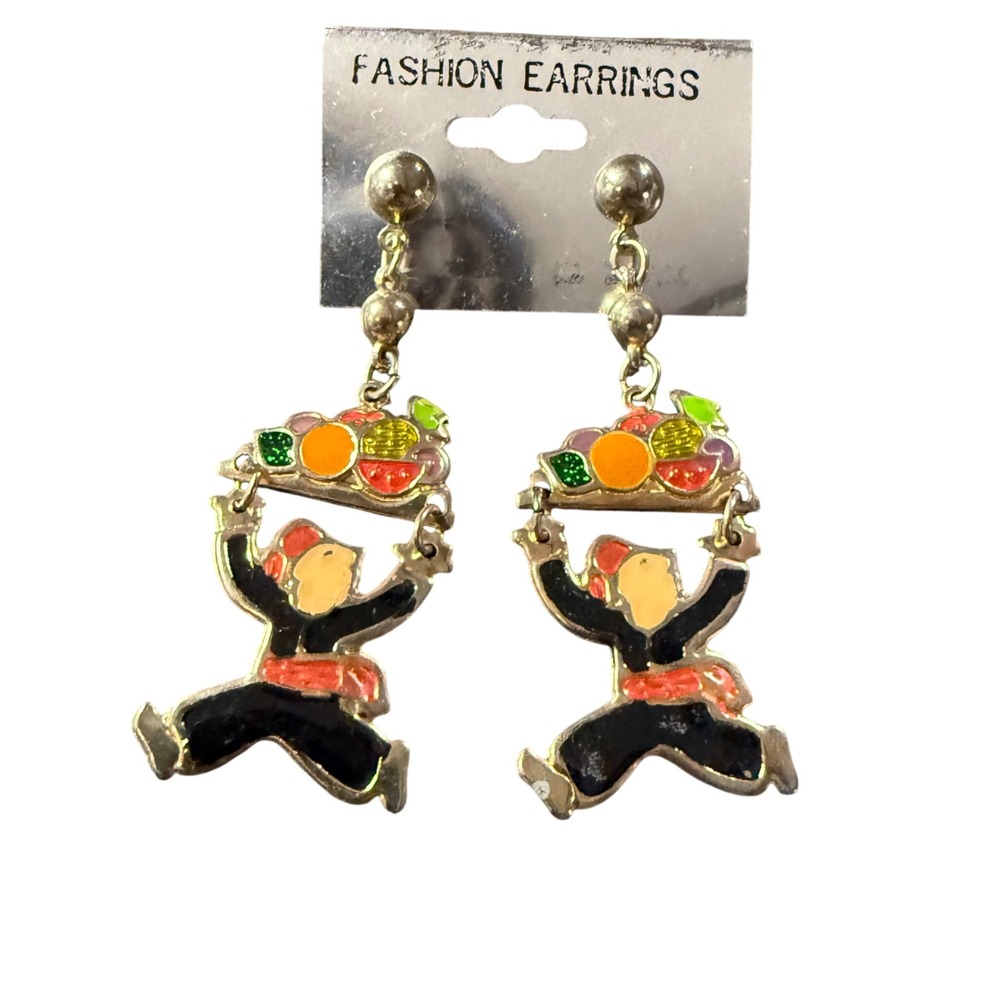 Vintage‎ Fashion Earrings Fruit Carrier Dangle Drop Earrings Novelty Fun